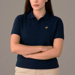 Polo Shirt with branded icon in gold, unisex