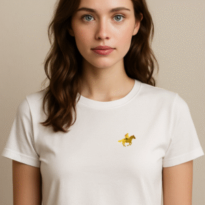 T Shirt with branded icon in gold
